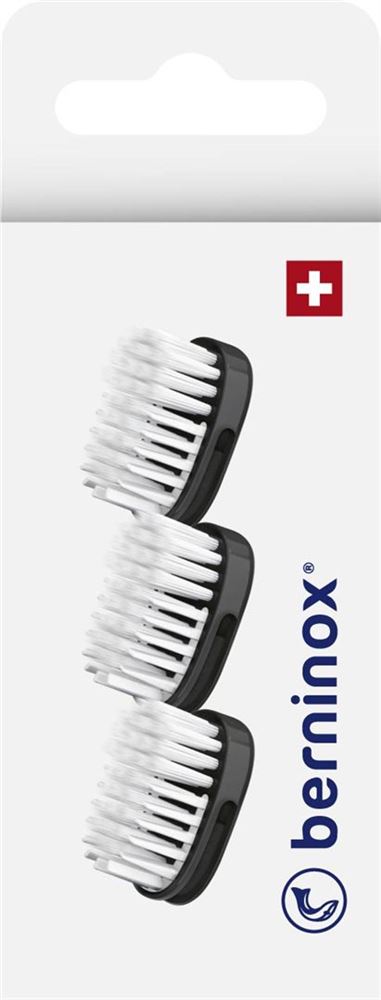 Image of Berninox Ersatz-Zahnbürstenköpfe tiefschwarz soft 3 Stk