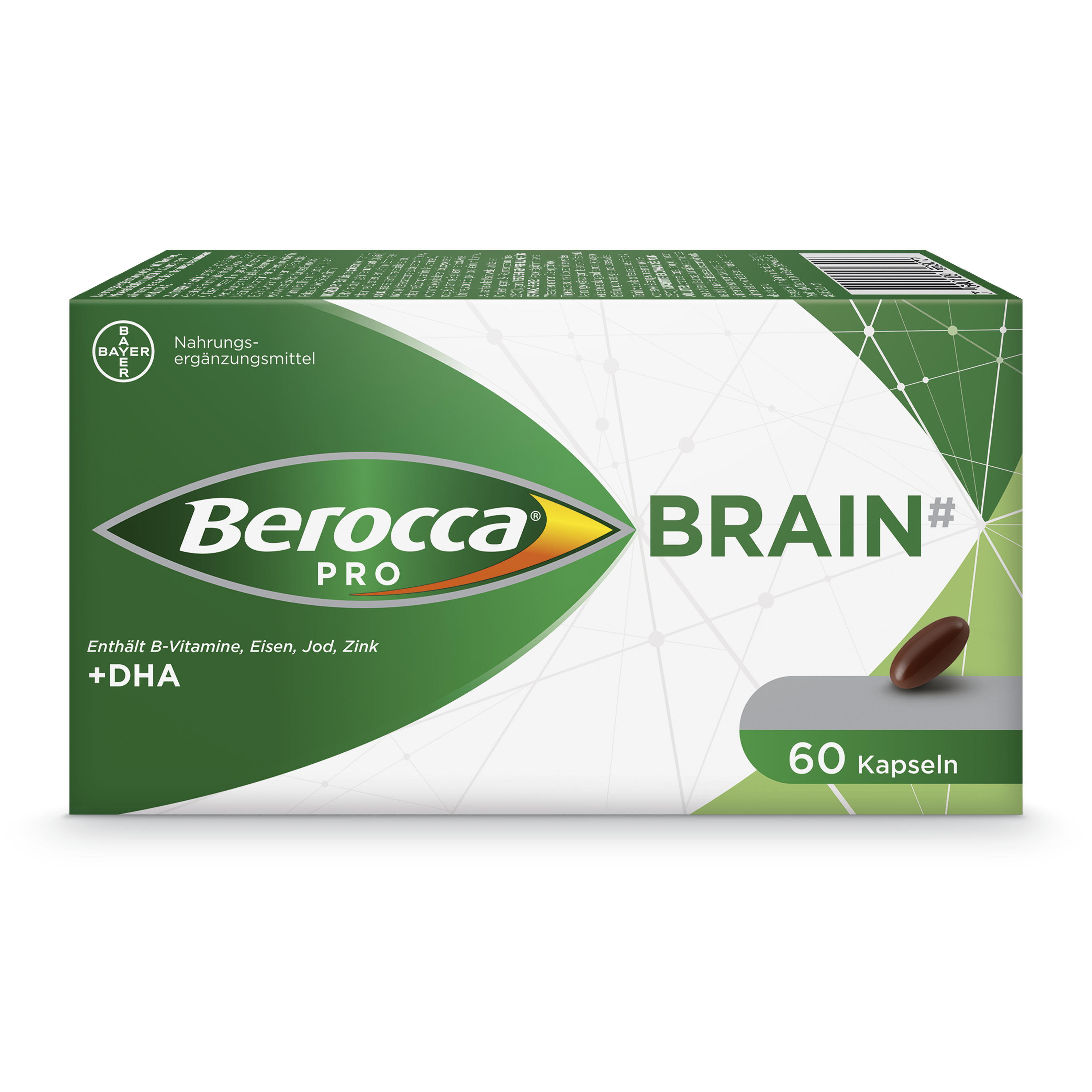 Berocca Pro Brain Kapseln 60 Stk Nahrungsergänzung Prävention Omega3 Fettsäure DHA Vitamine Mineralstoffe