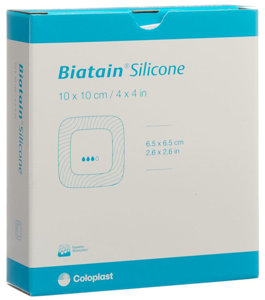 Biatain Silicone pansement mousse 10x10cm adhésif 10 pce