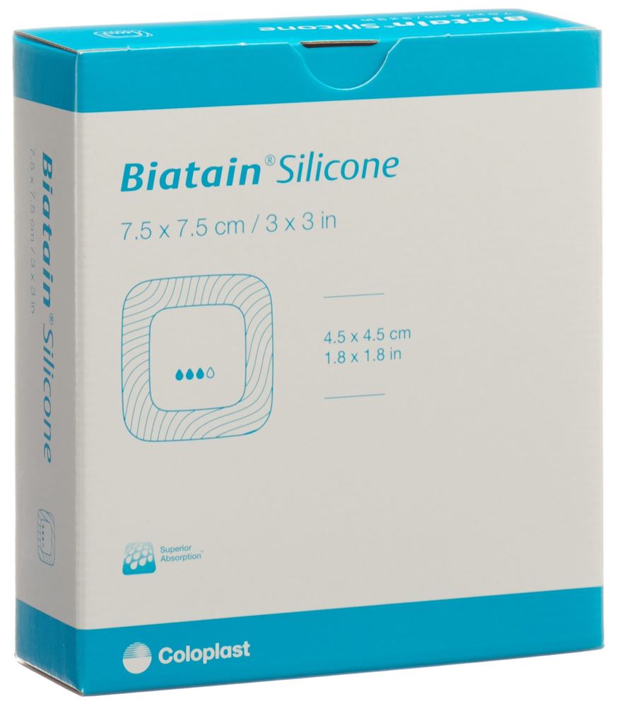 Biatain Silicone pansement mousse 7.5x7.5cm adhésif 10 pce