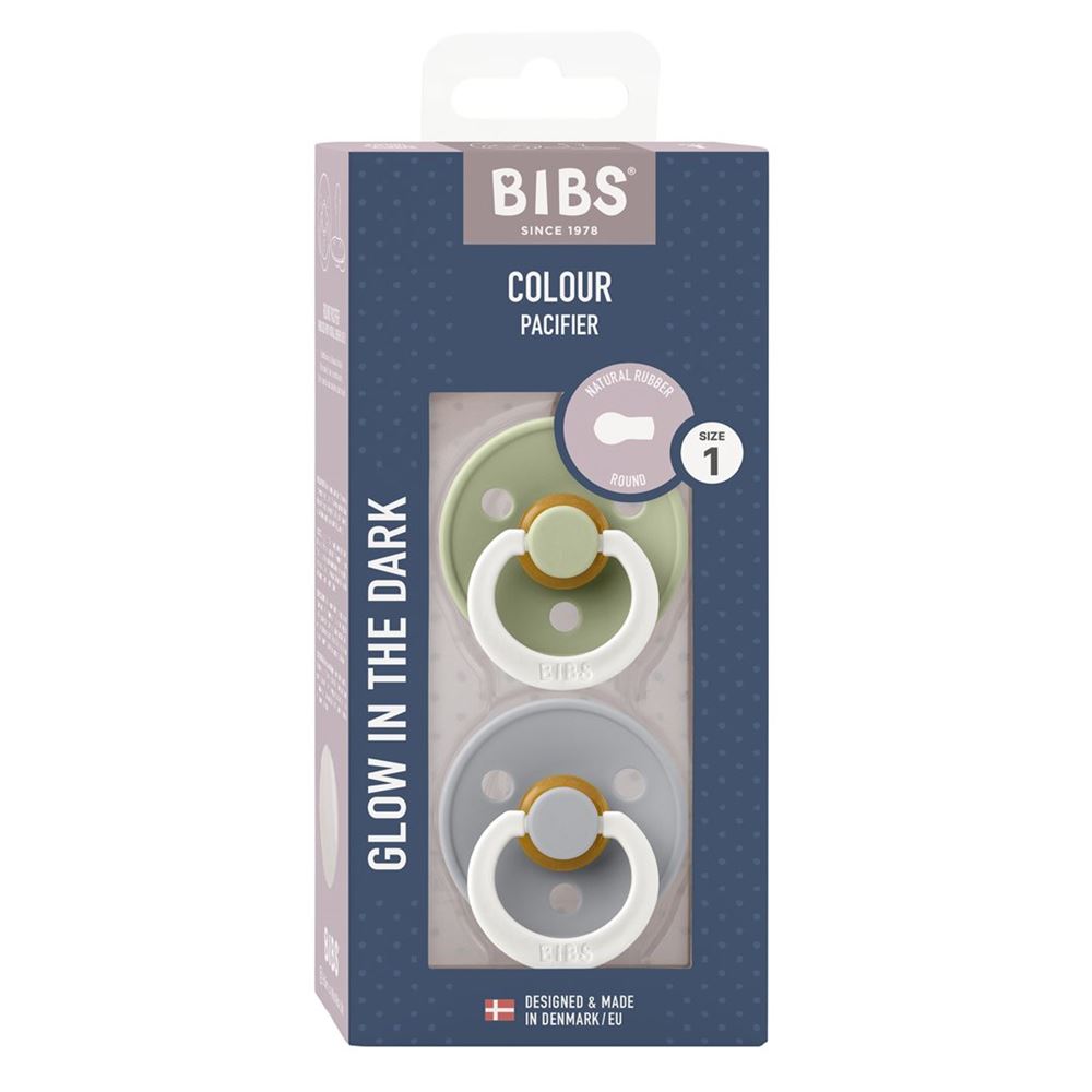 Image of Bibs Colour Latex Round 0-6m sage glow cloud glow 2 Stk