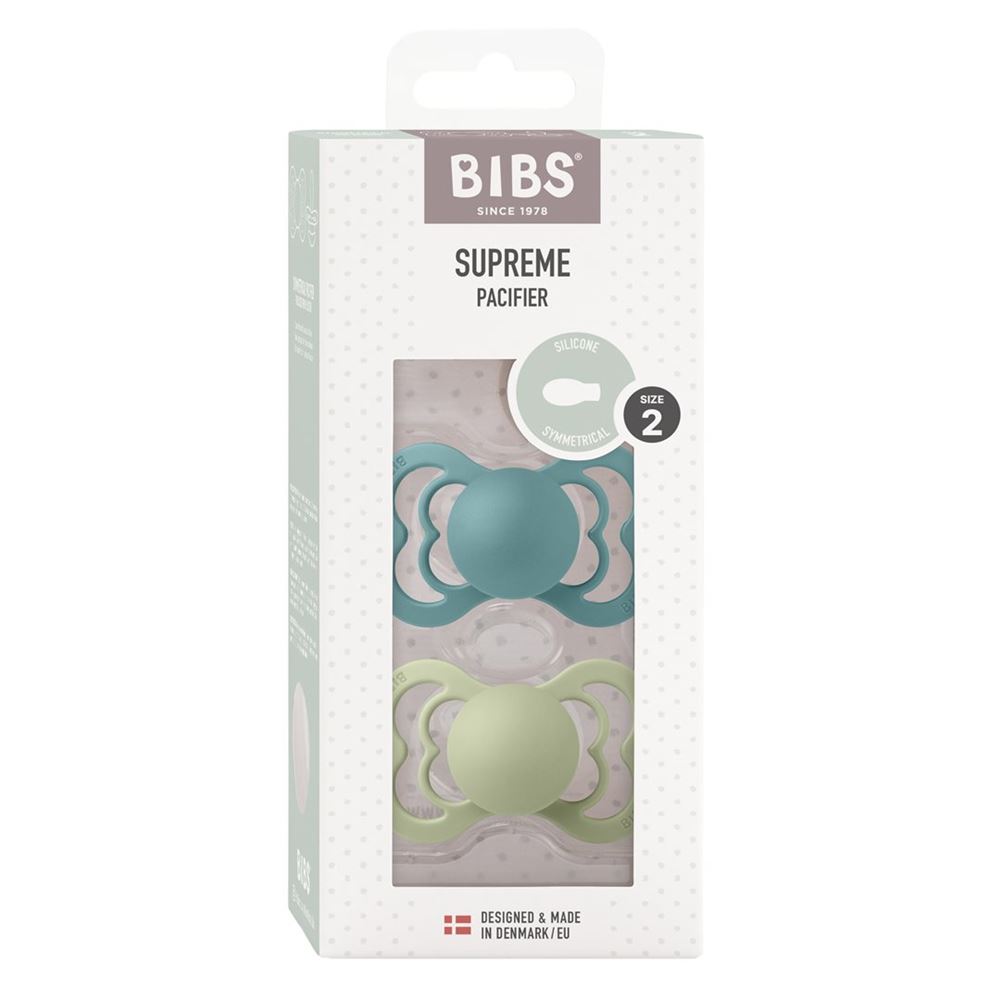 Bibs Supreme Silicone Symmetrical 6-12m island sea sage 2 Stk
