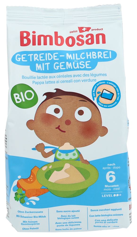 Bimbosan Bio-Getreide-Milchbrei mit Gemüse 300 g | Babynahrung | Schoppenflasche & Milchpulver | Eltern & Kind