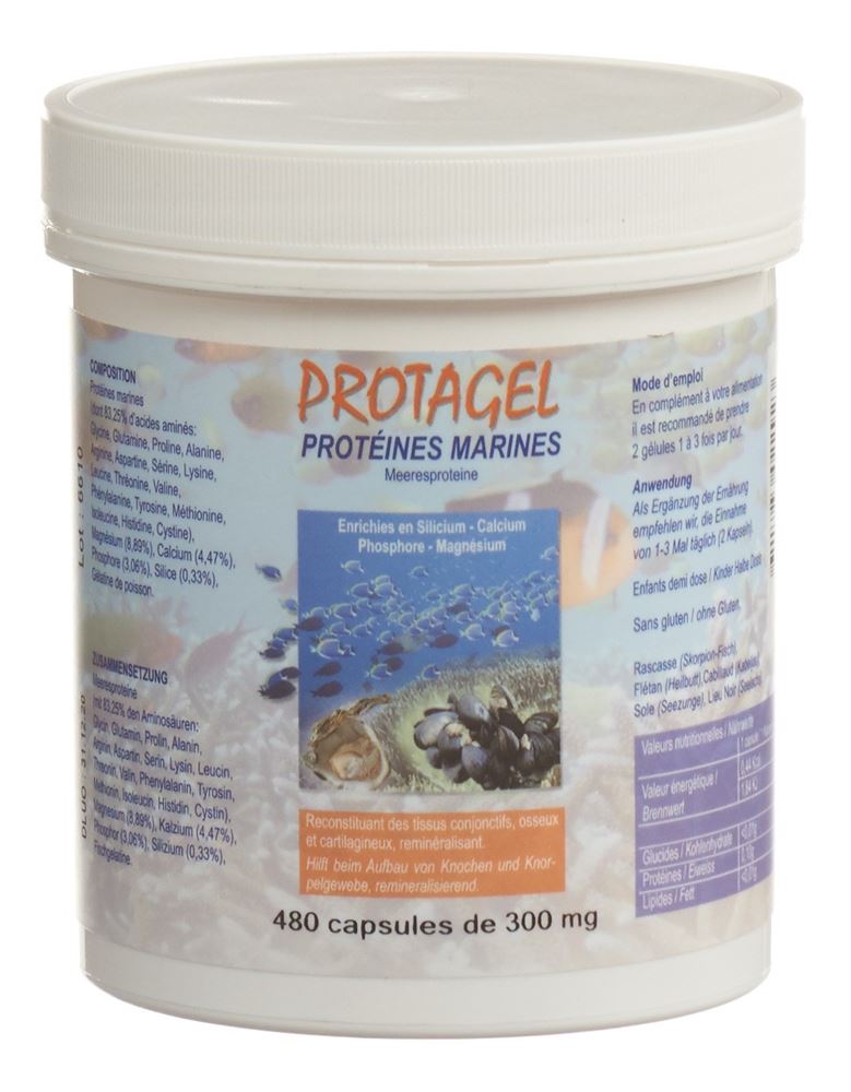 Image of Bioligo Protagel Protéines marines Kaps (acides aminées) & oligoéléments 480 Stk