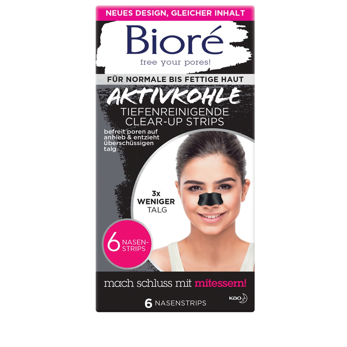 Image of Bioré tiefenreinigende Clear-Up Strips mit Aktivkohle 6 Stk