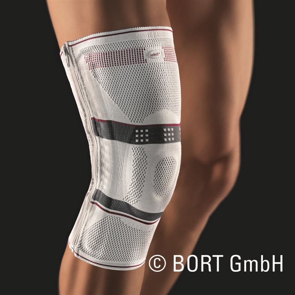 Bort GenuZip Kniebandage Silikon S links silber