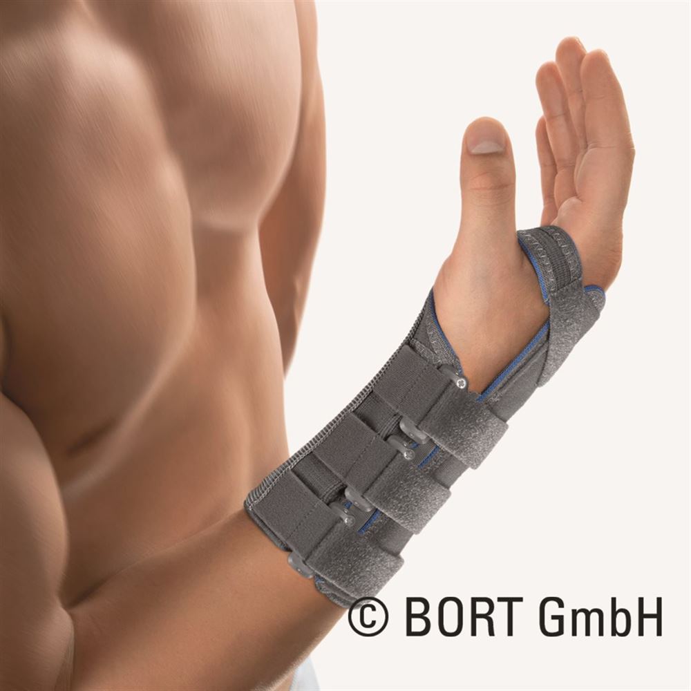 Bort Handgelenkstütze mit Alu-Schiene XS links grau