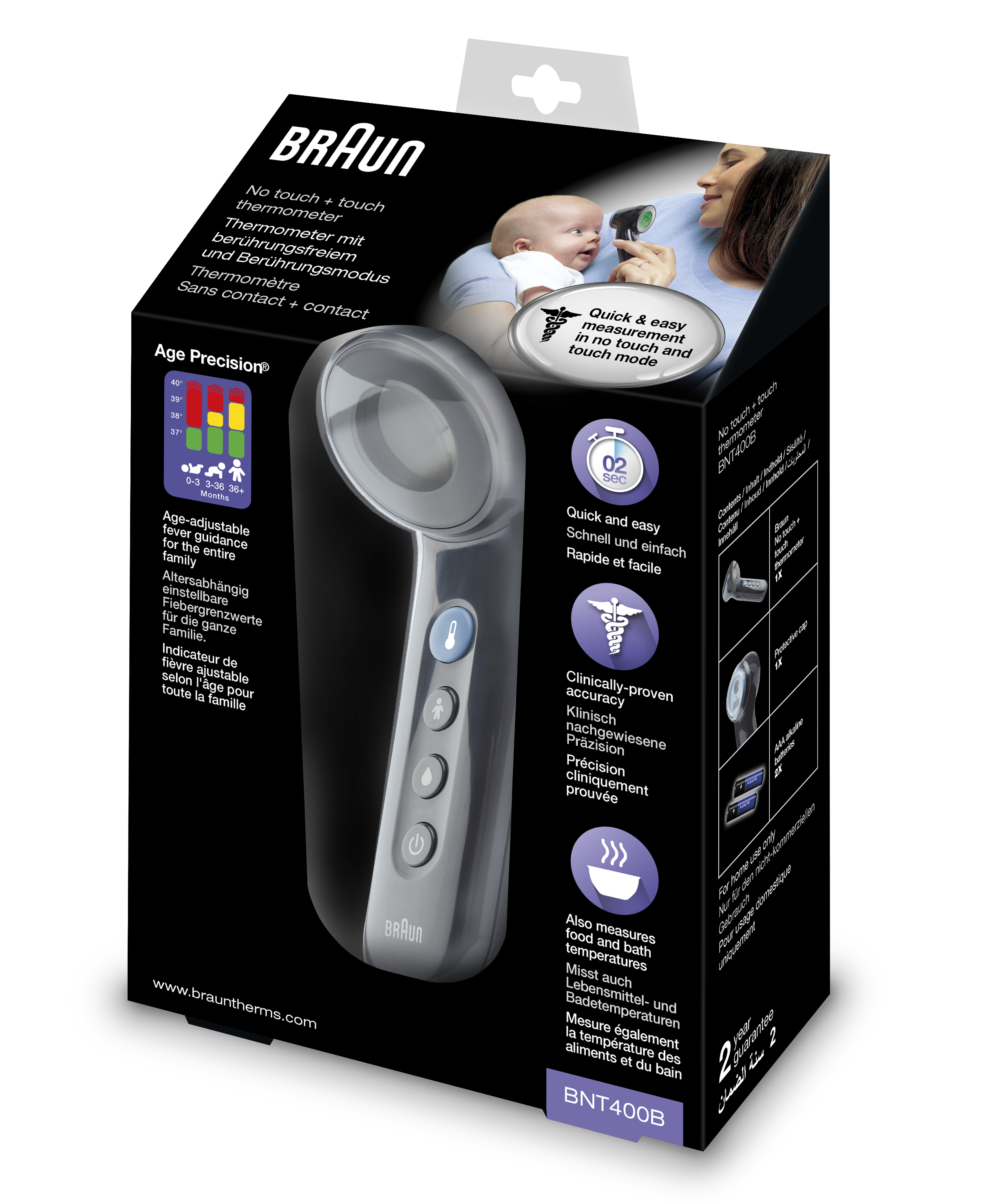 Braun Sensian 7 Bnt400B Schwarz Age Precision Stirn Thermometer