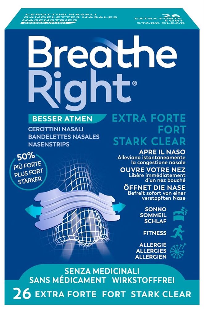 Breathe Right Nasenpflaster Extra Strenght Clear 26 Stk