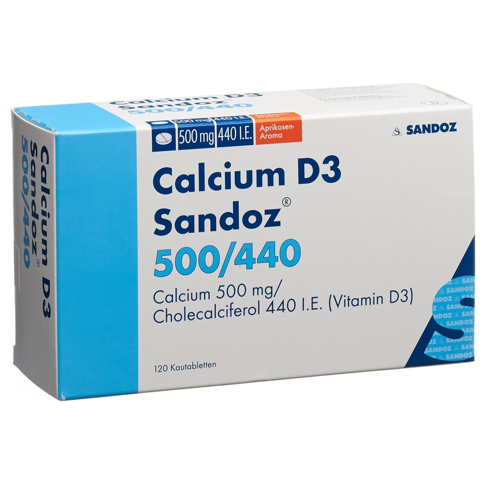 Calcium D3 Sandoz cpr croquer 500/440 abricot 120 pce