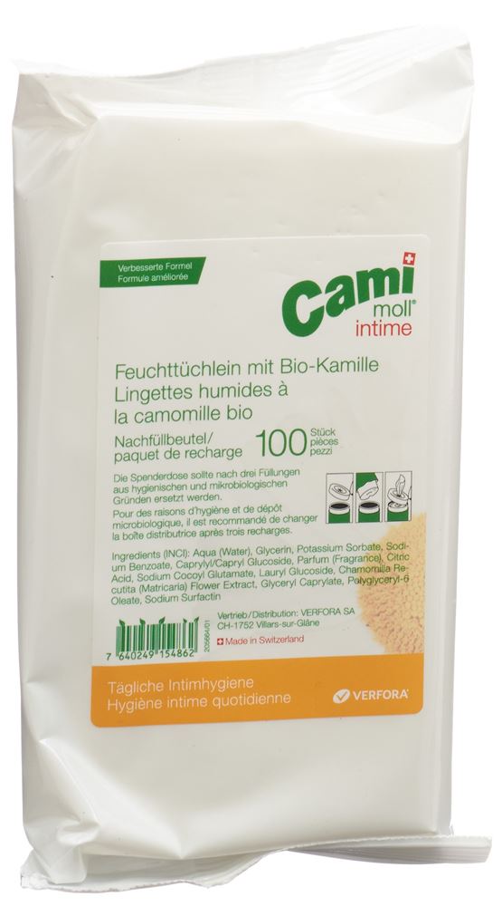 cami moll intime serviettes humides refill nouvelle formule 100 pce
