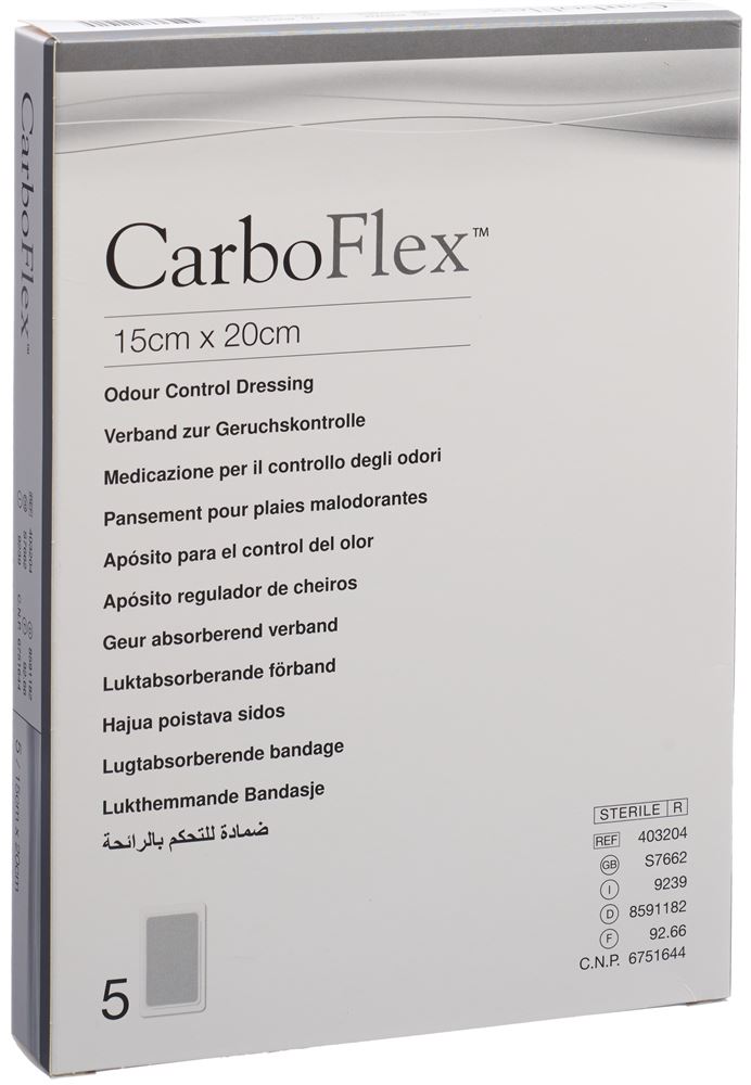 Carboflex Aktivkohle Verband 15x20cm steril 5 Stk