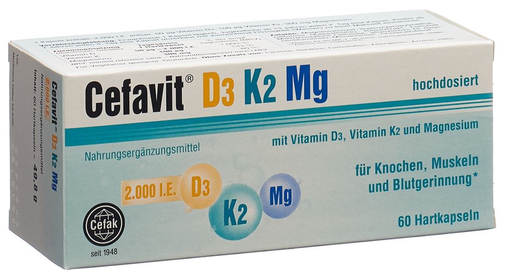 Image of Cefavit D3 2000 K2 Mg Kaps 60 Stk