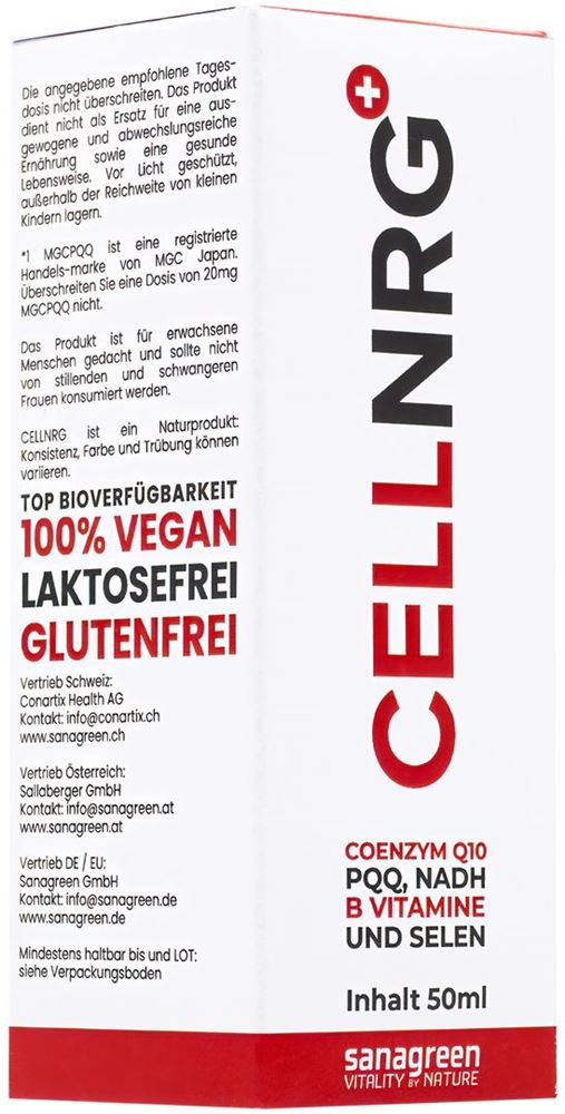 Cellnrg sanagreen micel Q10 Nadh PQQ B-vitamine fl verre 50 ml