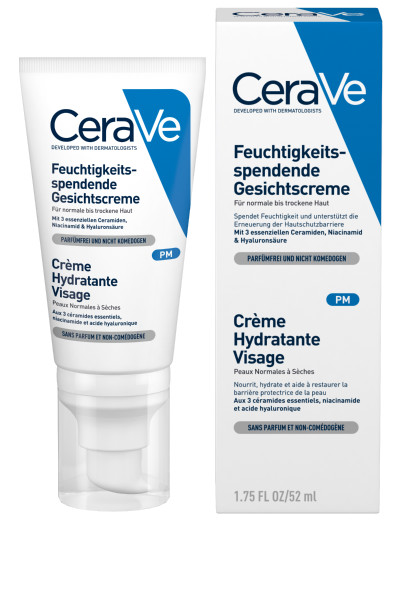 CeraVe feuchtigkeitsspendende Gesichtscreme Disp 52 ml | Gesichtspflege | Körperpflege & Schönheit | Parfümfrei | Ceramiden & Hyaluron | Trockene Haut