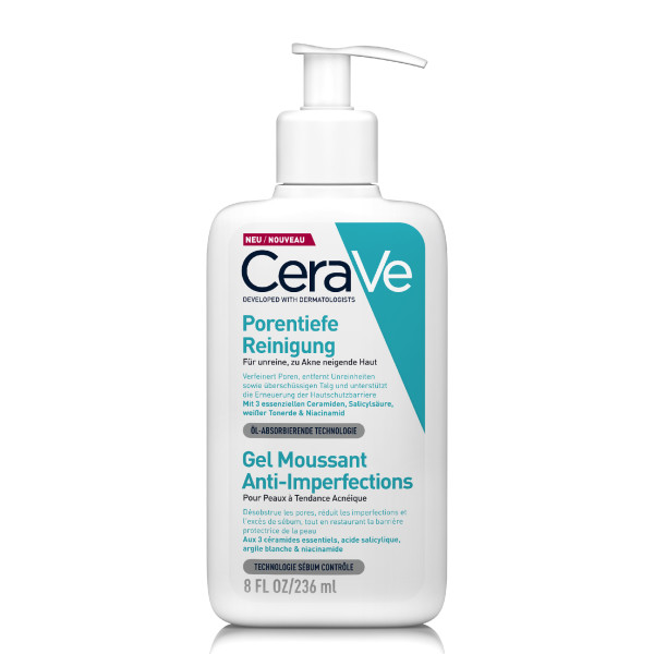 CeraVe Porentiefe Reinigung Flasche 236 ml | Hautunreinheiten Akne | Feuchtigkeit | Gesichtspflege | Körperpflege & Schönheit | Parfümfrei | Ceramiden