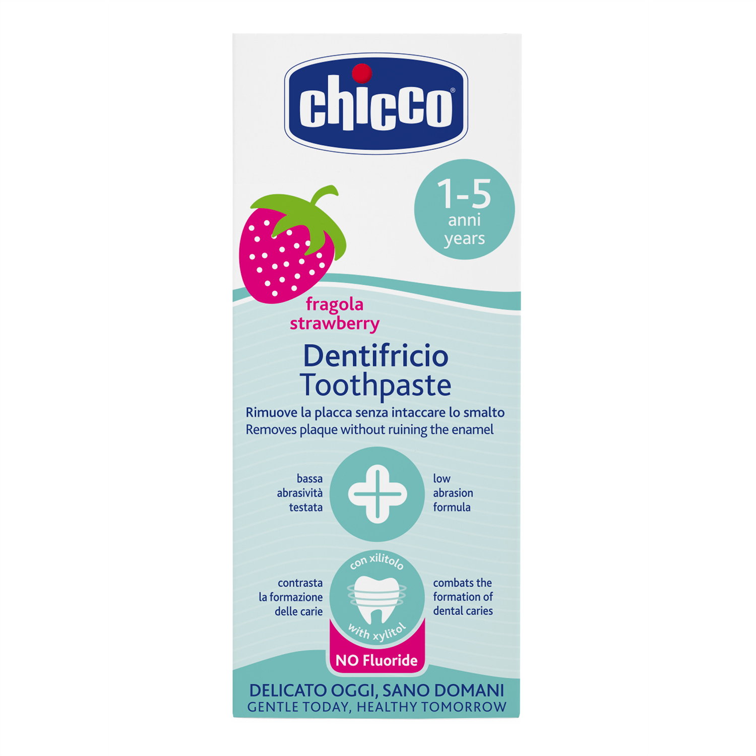 Image of Chicco Fruchtige Zahnpasta mit Erdbeergeschmack ohne Fluorid 12m+ Tb 50 ml