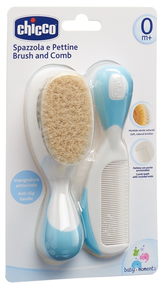 Chicco Kamm und Bürste Naturborsten light blue 0m+