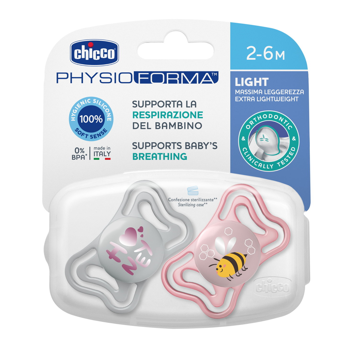 Image of Chicco Physiologischer Beruhigungssauger Physio Forma Light Silikon Pink 2-6m 2 Stk