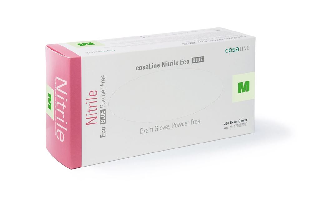 Image of cosaLine Untersuchungshandschuhe M Nitril Eco blau puderfrei 200 Stk