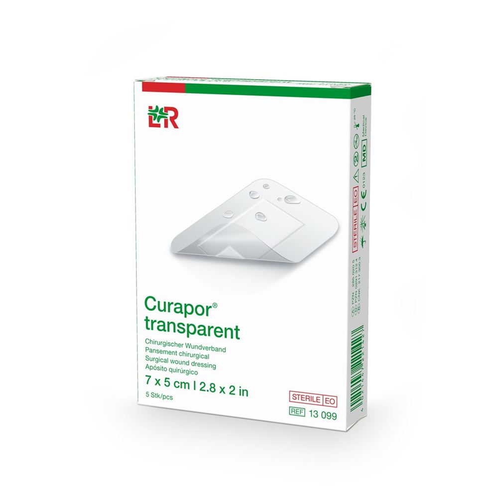 Curapor pansement adhésif 7x5cm transparent sach 5 pce