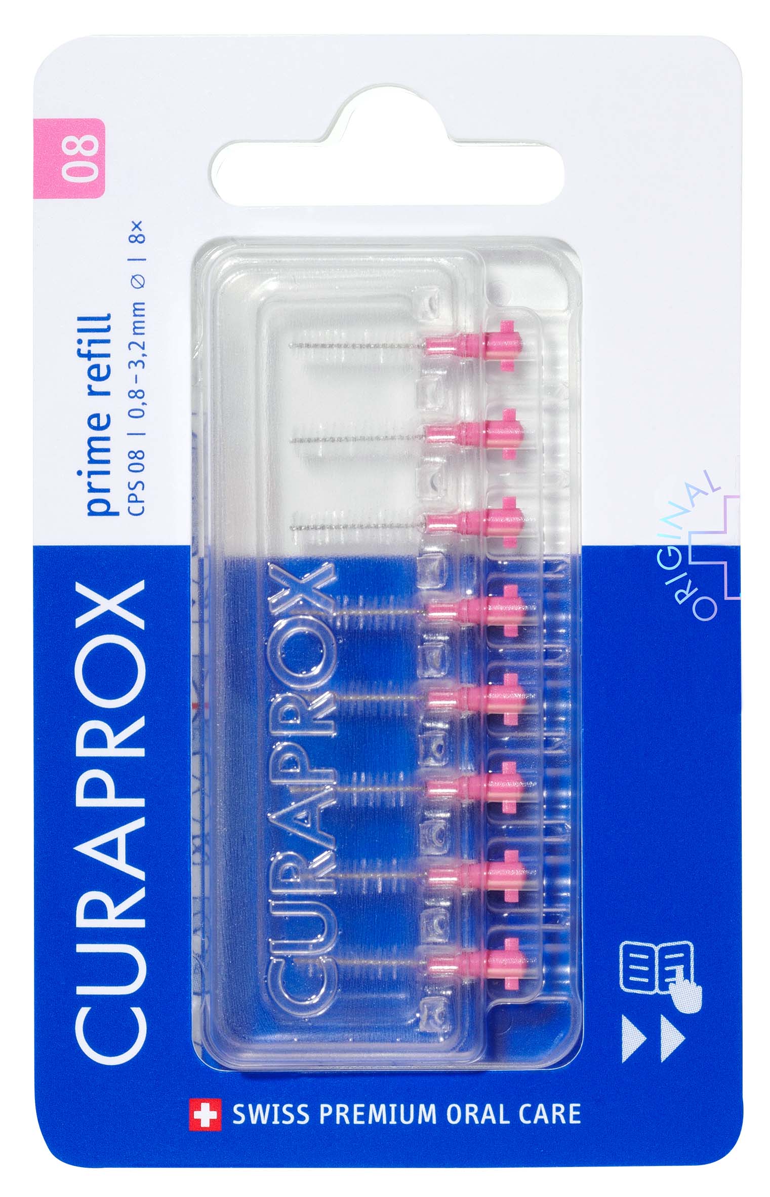 Image of Curaprox CPS 08 prime refill Interdentalbürste pink 8 Stk