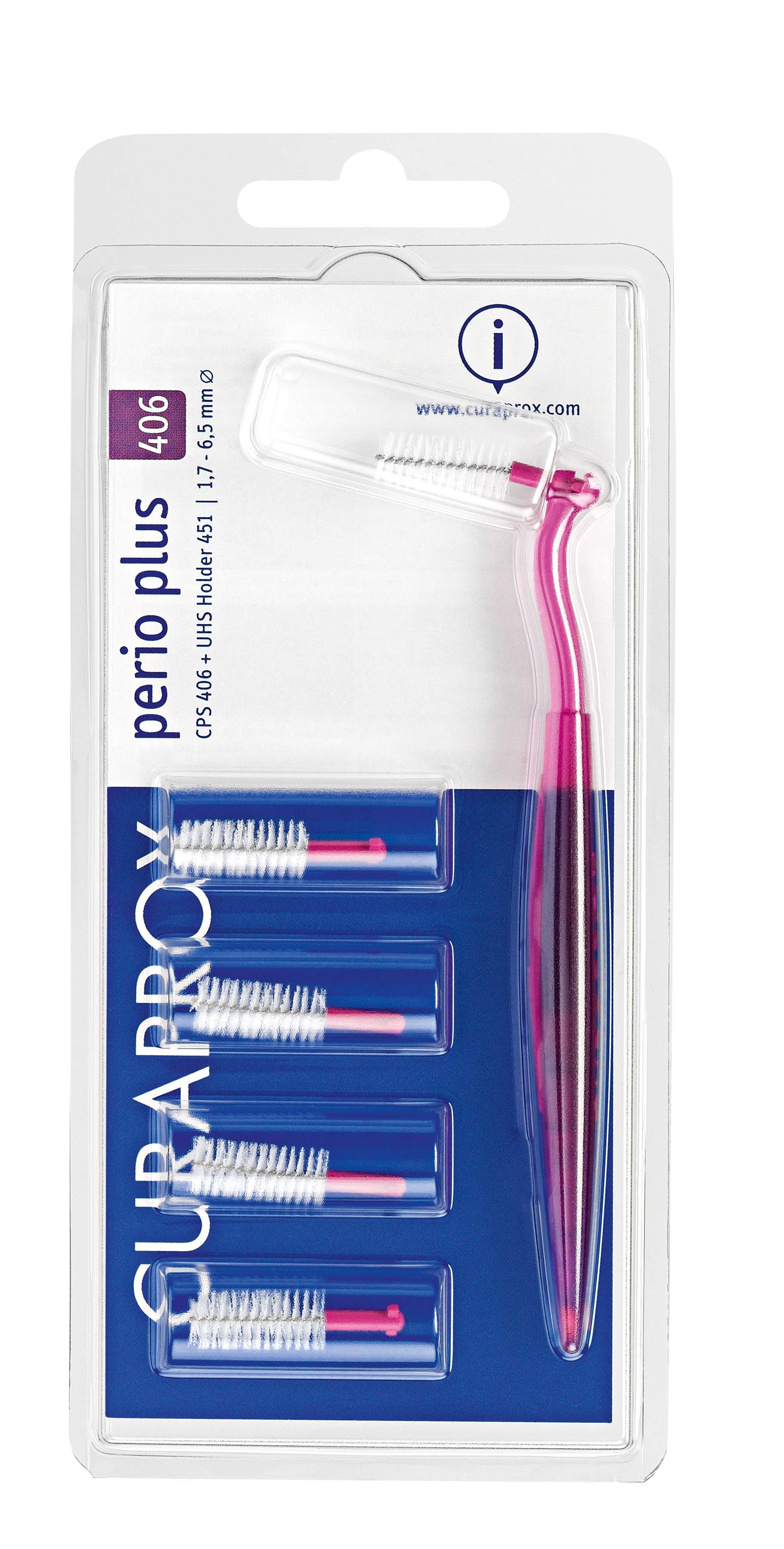 Image of Curaprox CPS 406 perio plus 5 Interdentalbürsten +Halter