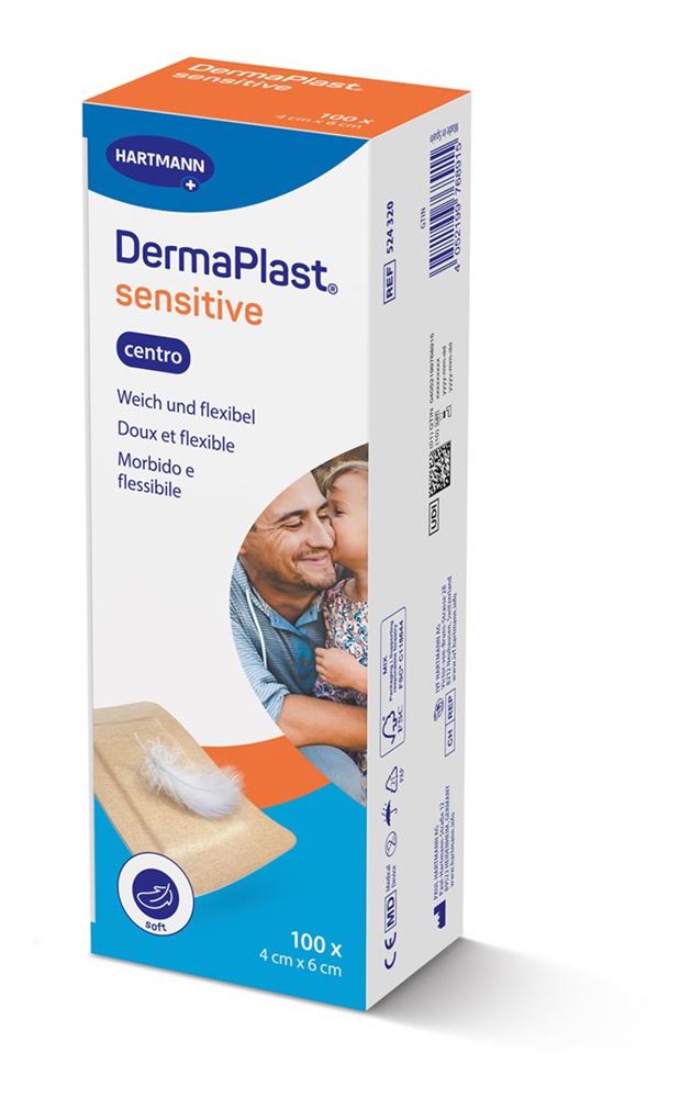 Image of DermaPlast Sensitive Centro Strips 4x6cm beige 100 Stk