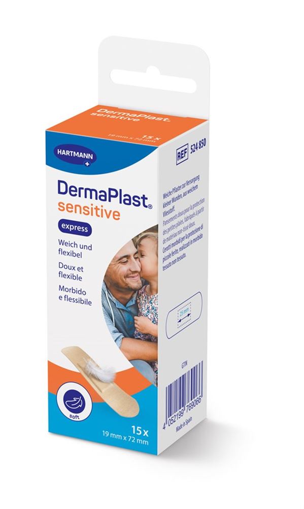 Image of DermaPlast Sensitive Express Strips 19x72mm 15 Stk