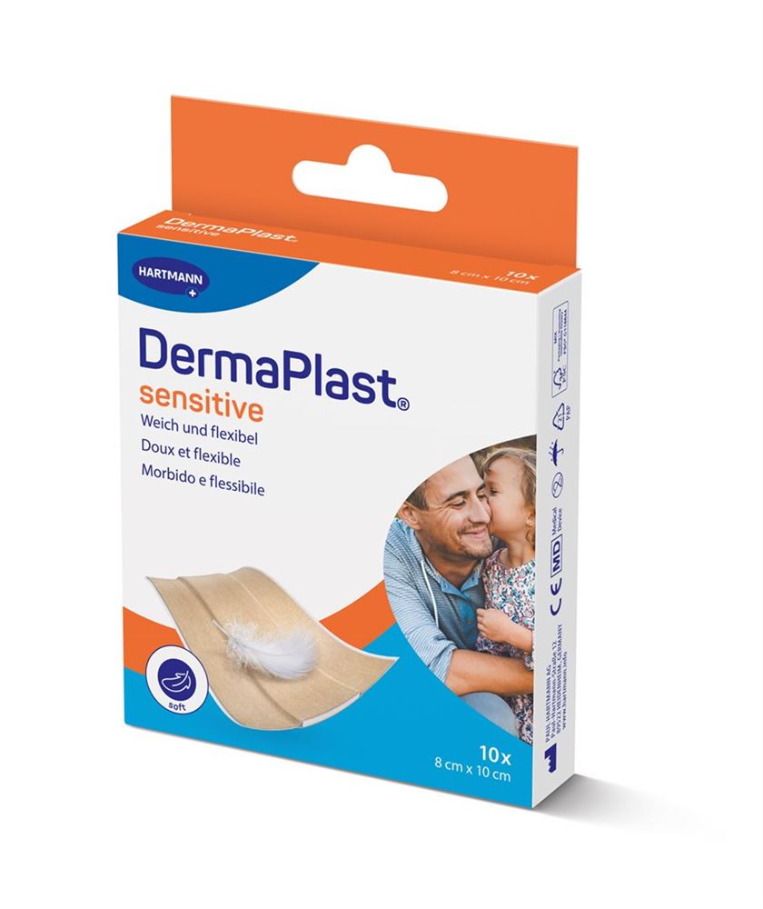 Image of DermaPlast Sensitive Schnellverband 8x10cm beige 10 Stk