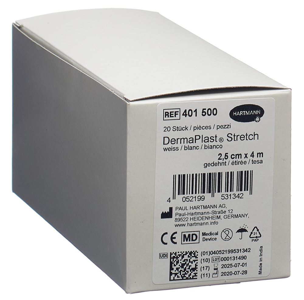 Image of DermaPlast Stretch elatische Gazebinde 2.5cmx4m weiss 20 Stk