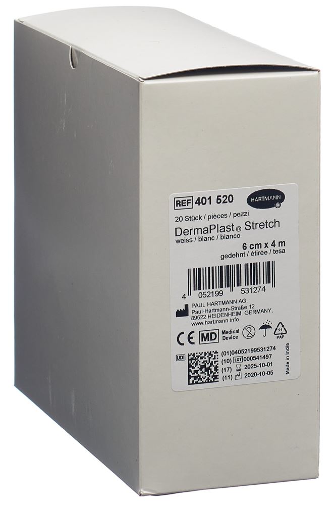Image of DermaPlast Stretch elatische Gazebinde 6cmx4m weiss 20 Stk