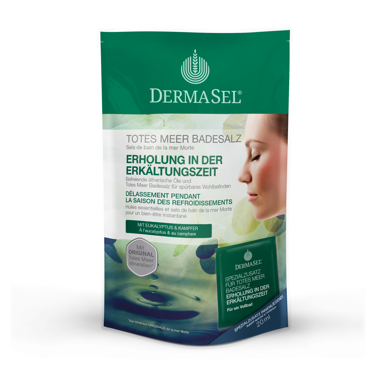Image of DermaSel Badesalz Erkältungszeit +20ml 400 g