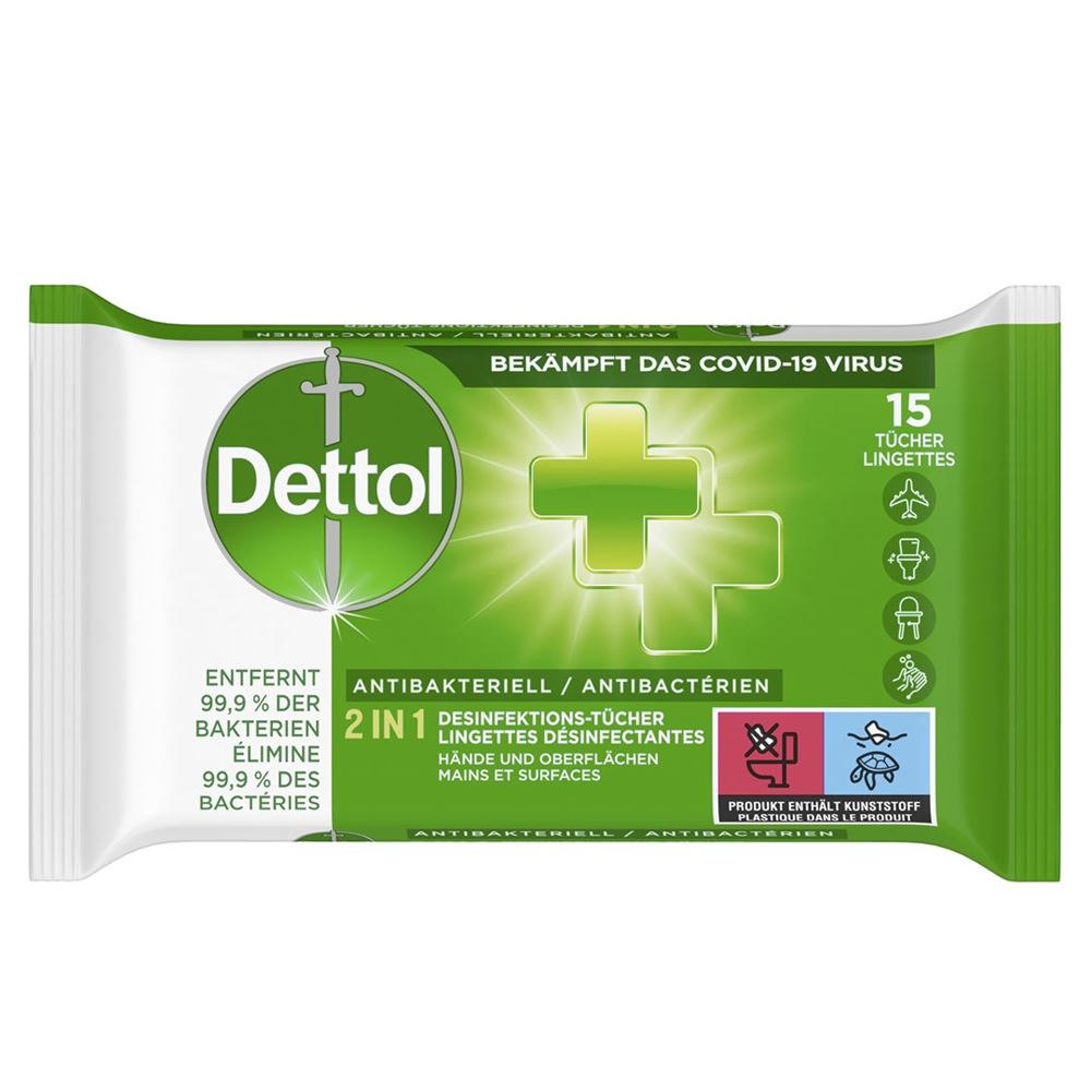 Dettol 2in1 Desinfektions-Tücher 15 Stk