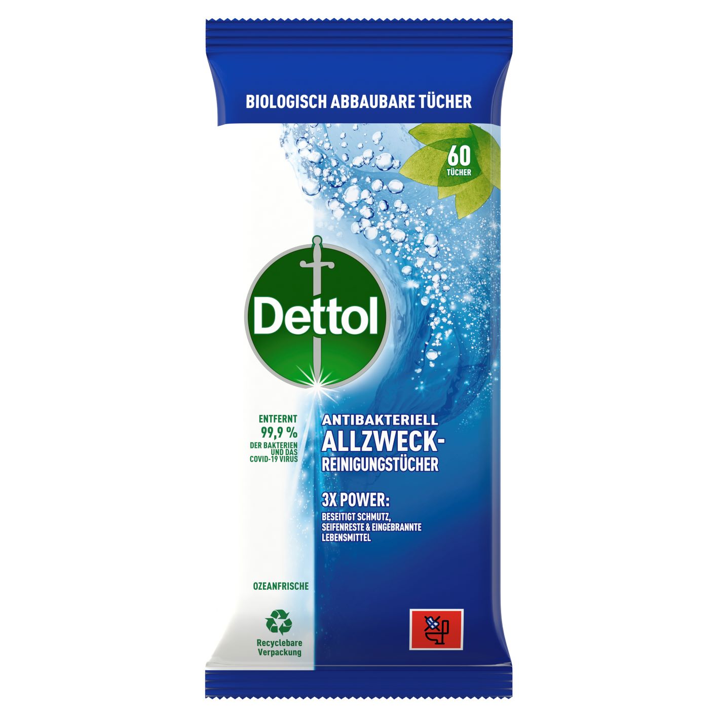 Image of Dettol Allzweck-Reinigungstücher Ozeanfrische 60 Stk