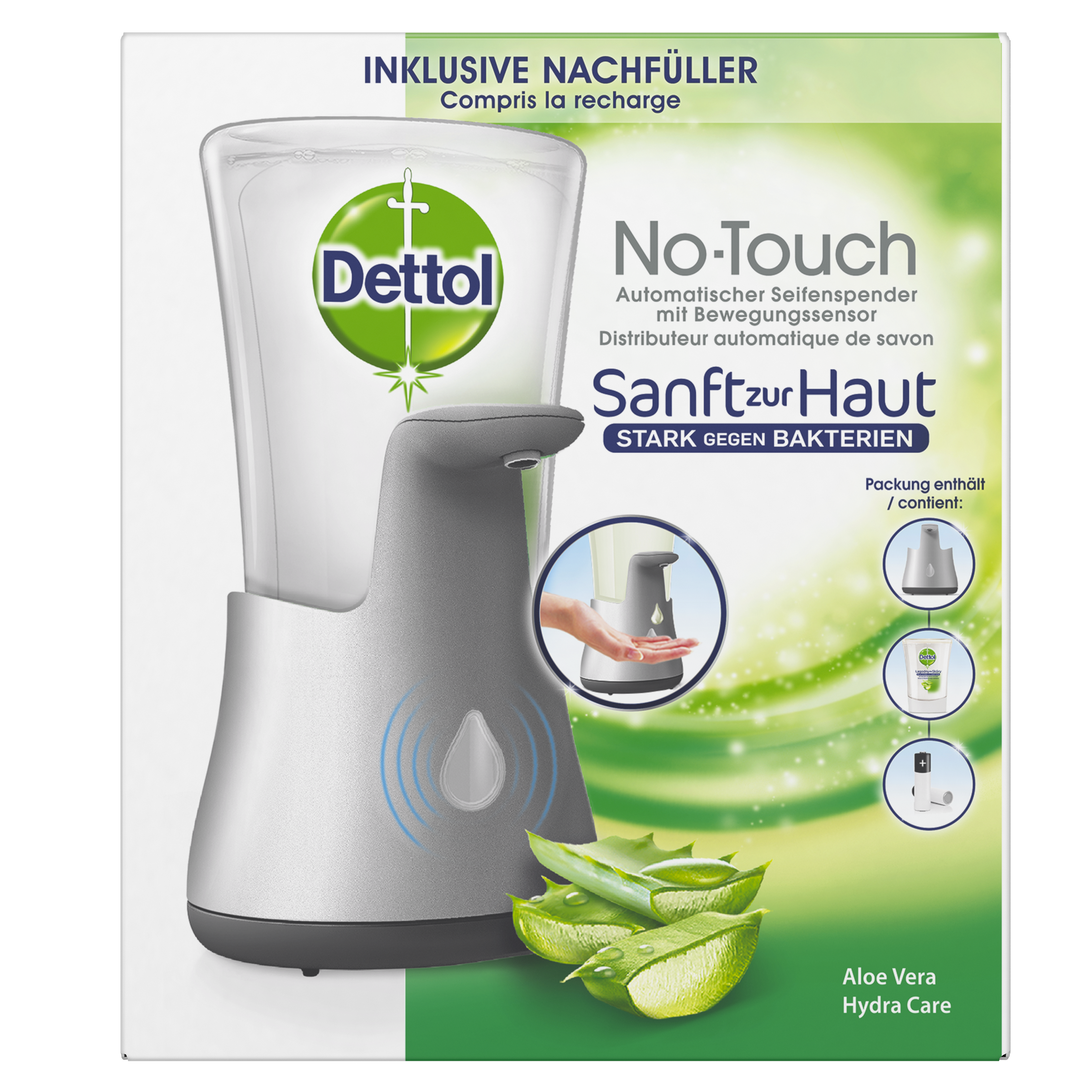 Dettol No-Touch distributeur automatique de savon blanc aloe vera 250 ml