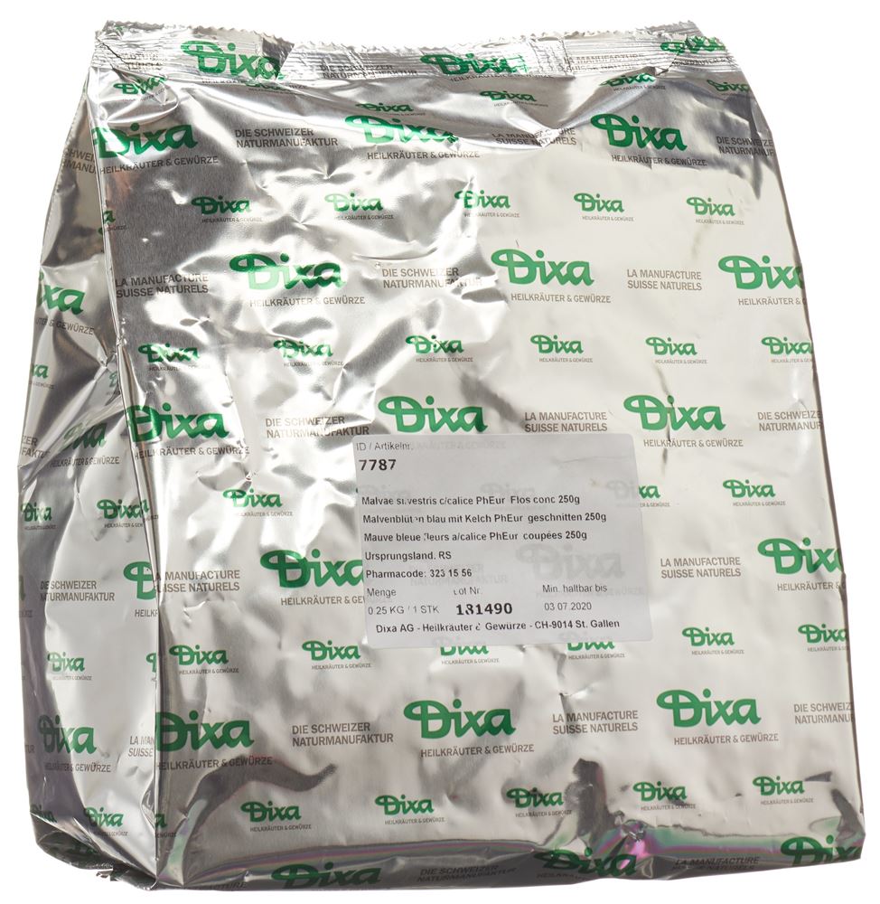 Dixa malva blu fiori con calice PhEur tagliati 250 g