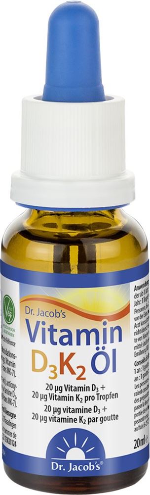 Dr. Jacob's Vitamin D3 K2 Öl Tropfen 800 IE Pip Fl 20 ml