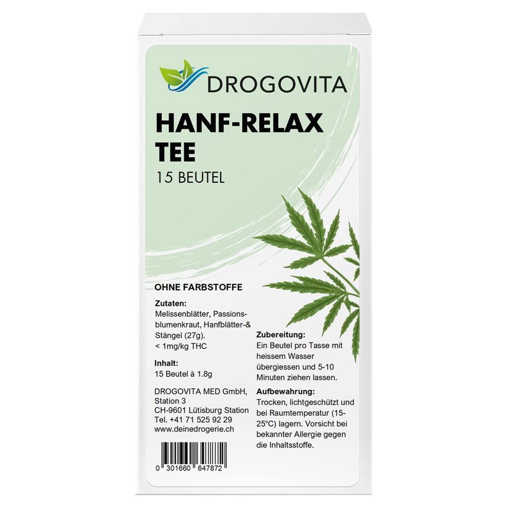 Drogovita thé relaxant au chanvre sach 15 pce