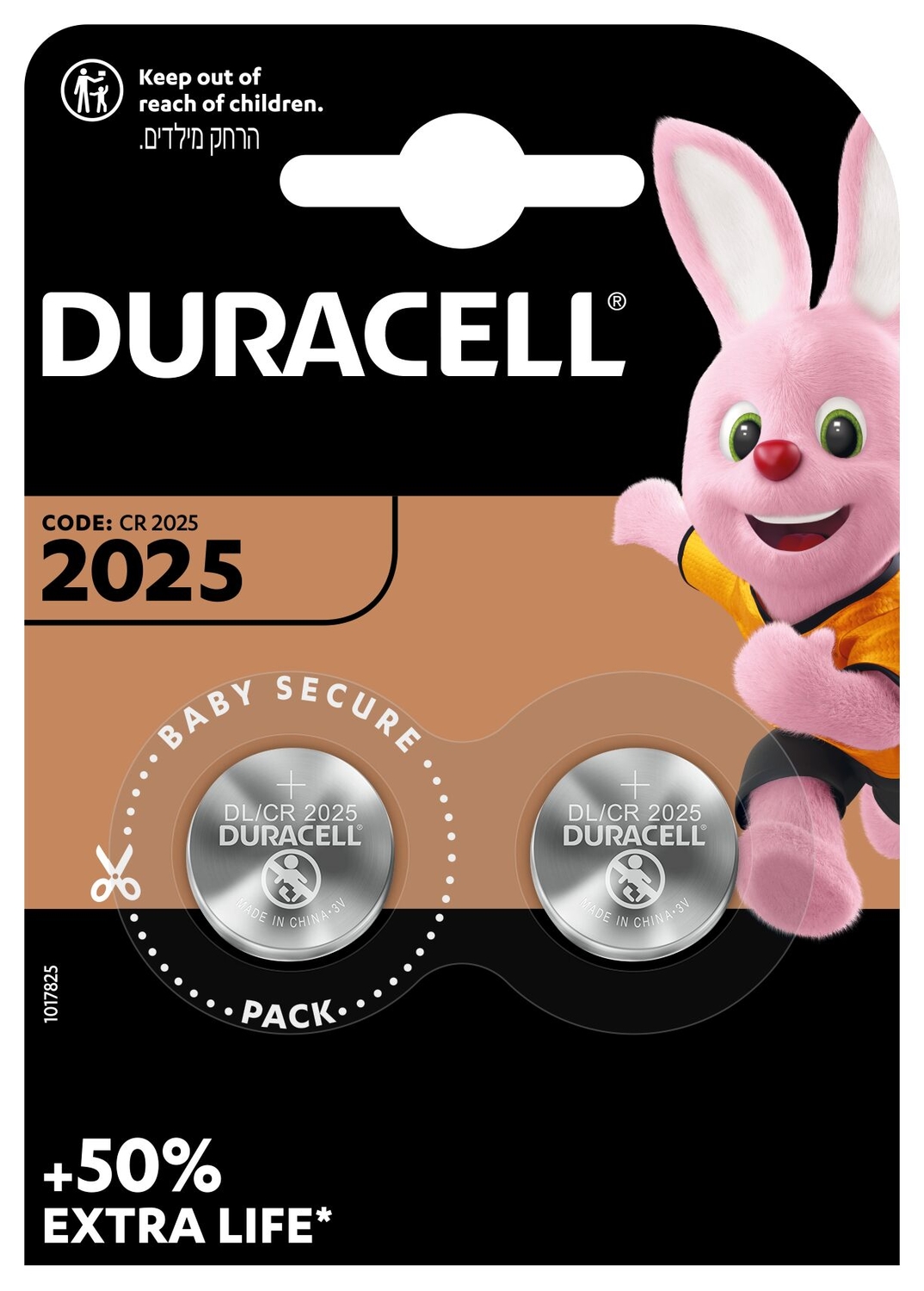Duracell pila Cr2025 3V al litio B2 XL 2 pz