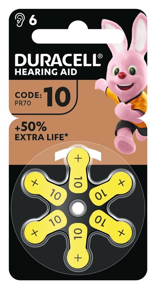 Image of Duracell Batterie EasyTab 10 Zinc Air D6 1.4V 6 Stk