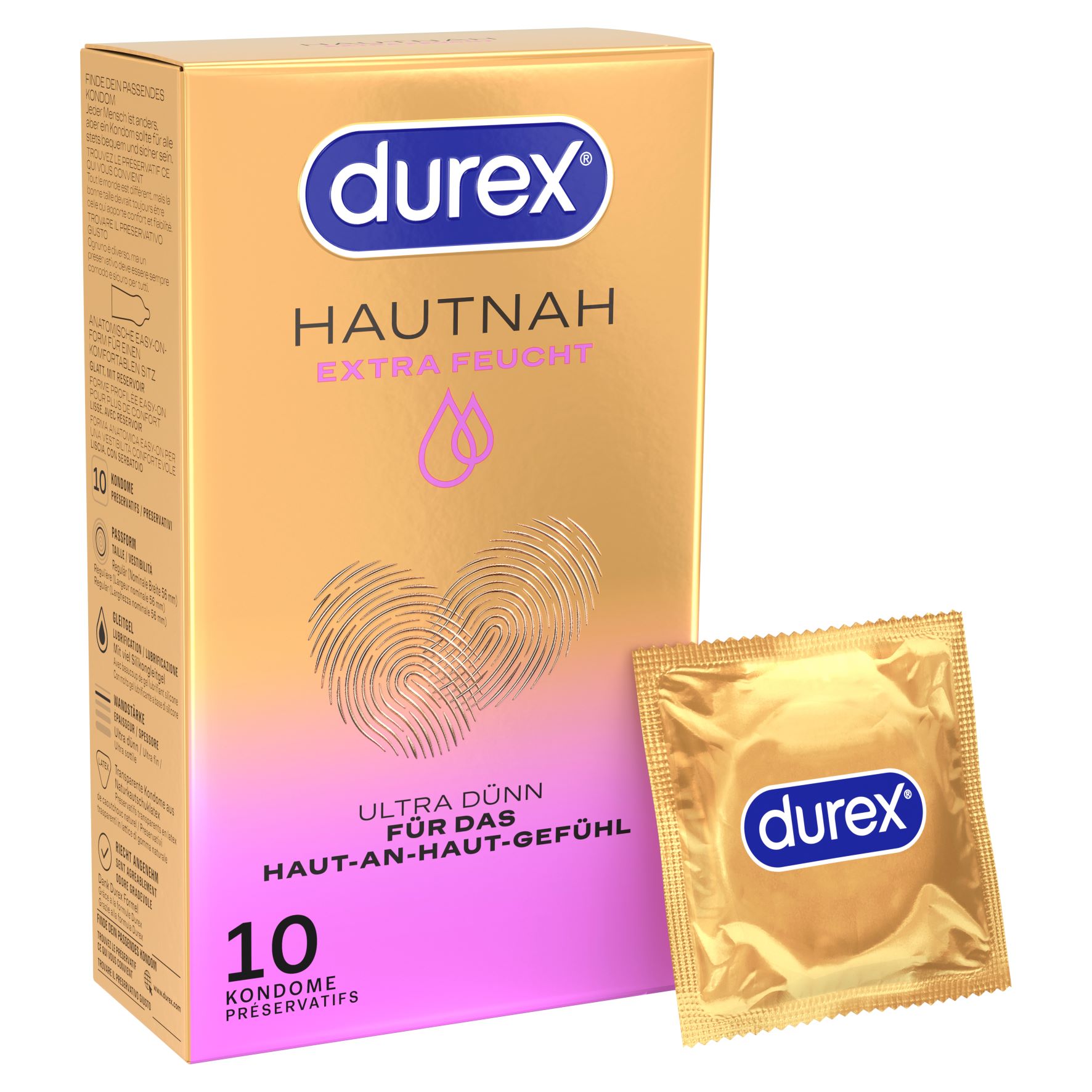 Image of Durex Hautnah Präservativ extra feucht 10 Stk