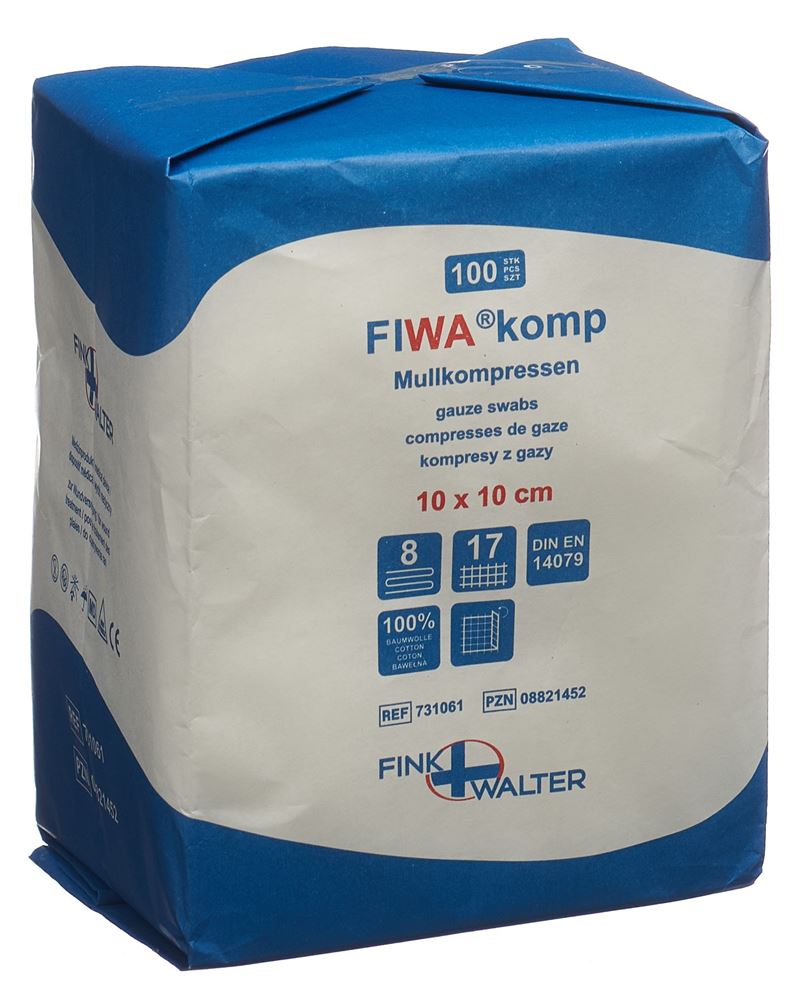 Fiwa komp compresses de gaze 10x10cm 100 pce