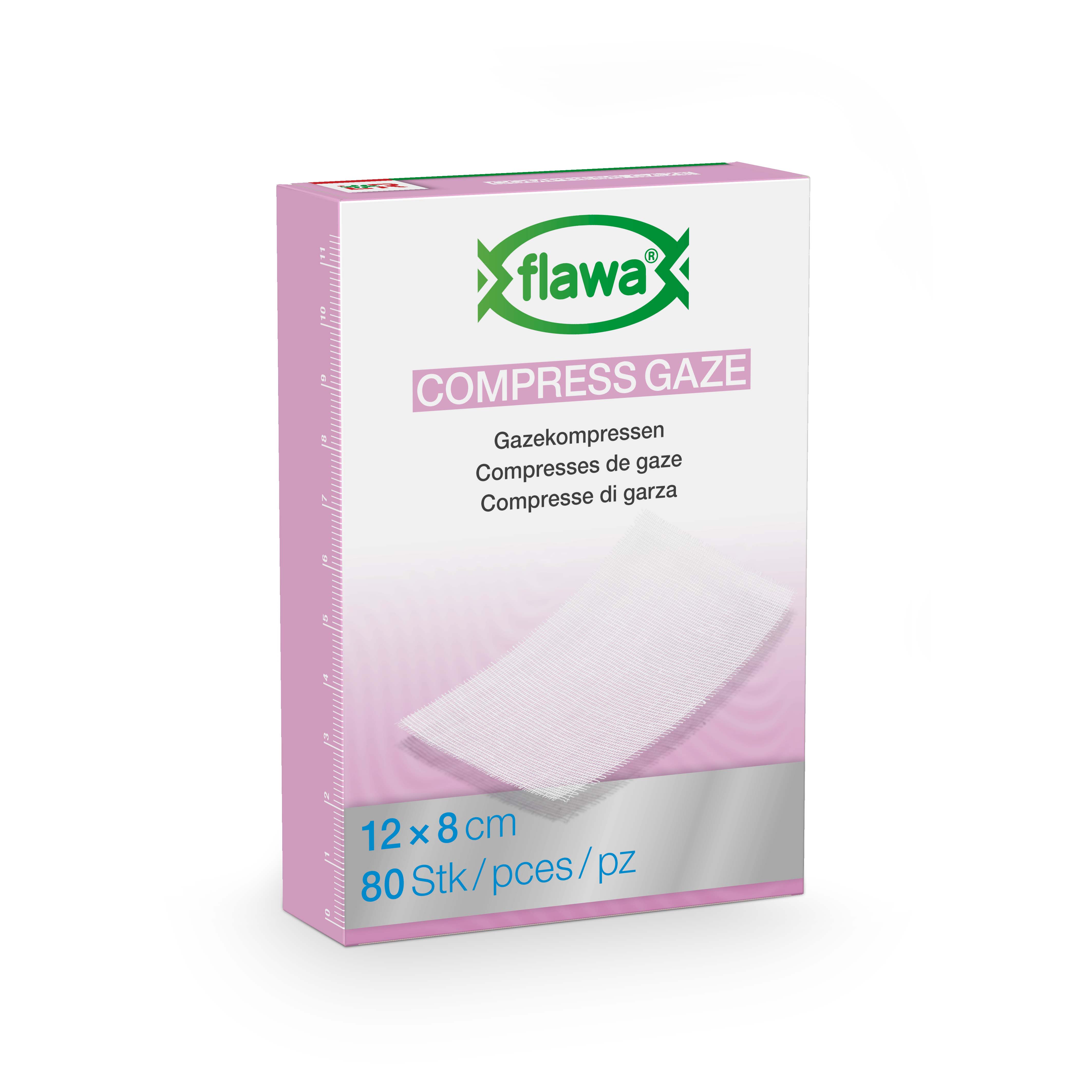 Flawa Gazekompressen geschnitten 8x12cm keimreduzierend behandelt 80 Stk