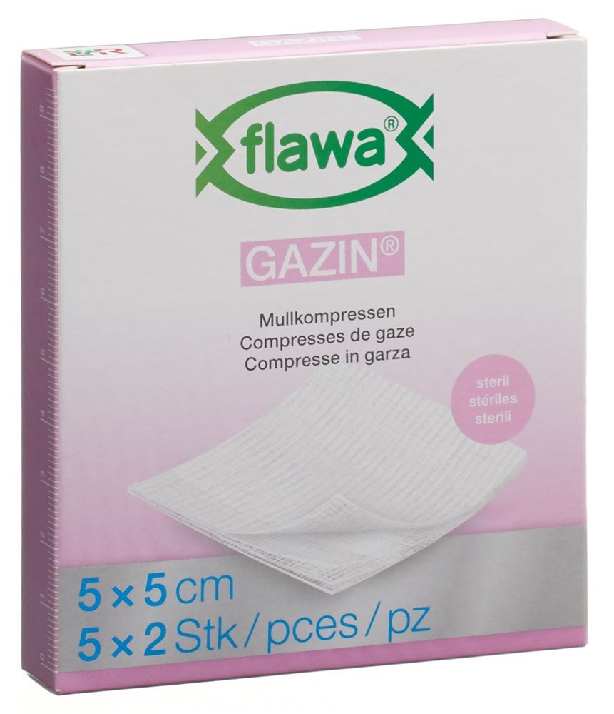 Flawa Gazin Compresse pliées 5x5cm stérile 5 x 2 pce