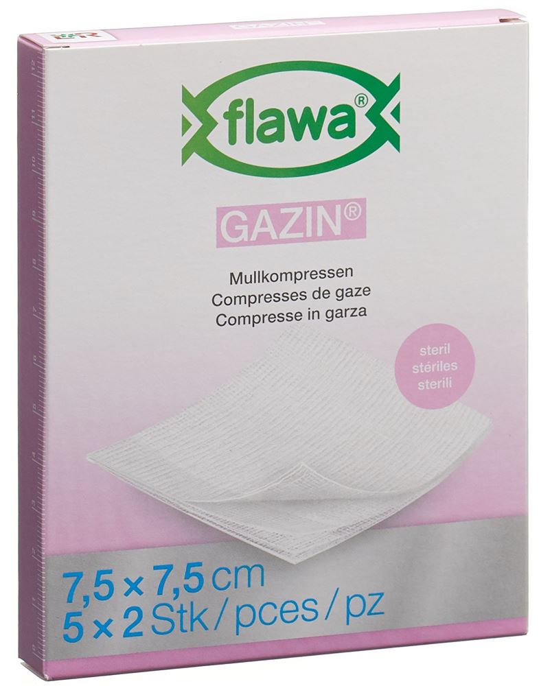 Flawa Gazin Compresses pliées 7.5x7.5cm stériles 5 x 2 pce