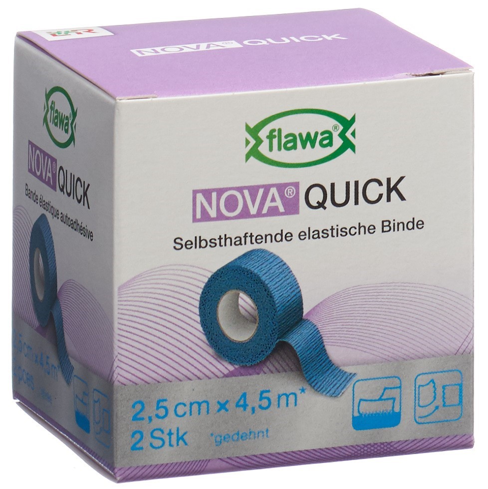 Flawa Nova Quick benda autoadesiva coesiva 2,5 cm x 4,5 m blu 2 pezzi