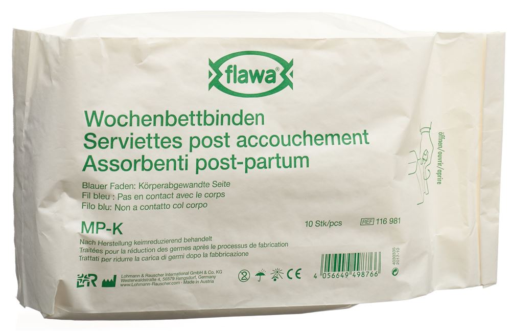 Flawa Wochenbettbinden Mp-K keimreduzierend behandelt Btl 10 Stk