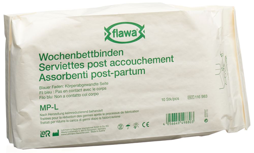 Flawa Wochenbettbinden Mp-L keimreduzierend behandelt Btl 10 Stk