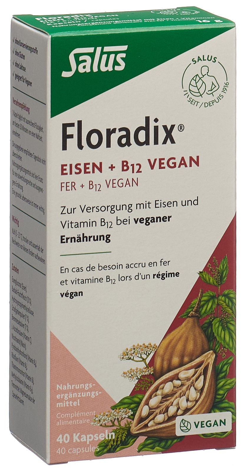 Floradix Vegan Fer + vitamine B12 caps 40 pce